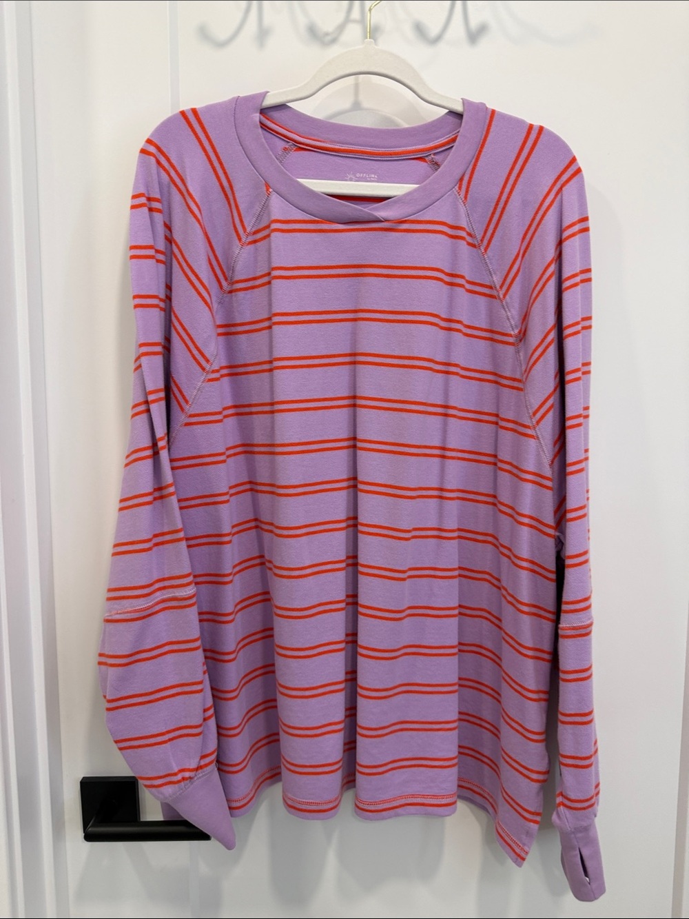aerie Lavender and Orange Striped Long-Sleeve Tee